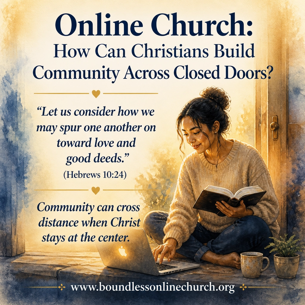 A believer reading Scripture and connecting online from home